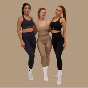 Iconic Activewear Set in Black, Navy, and Tan